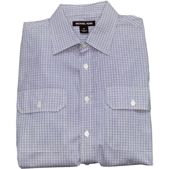 Michael Kors Long Sleeve Collared 100% Cotton Purple Button Down Shirt. Medium. - Picture 1 of 8